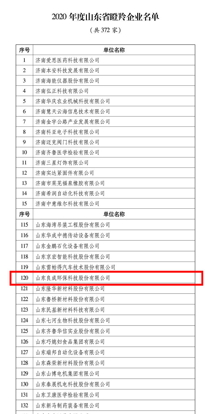 瞪羚企业名单