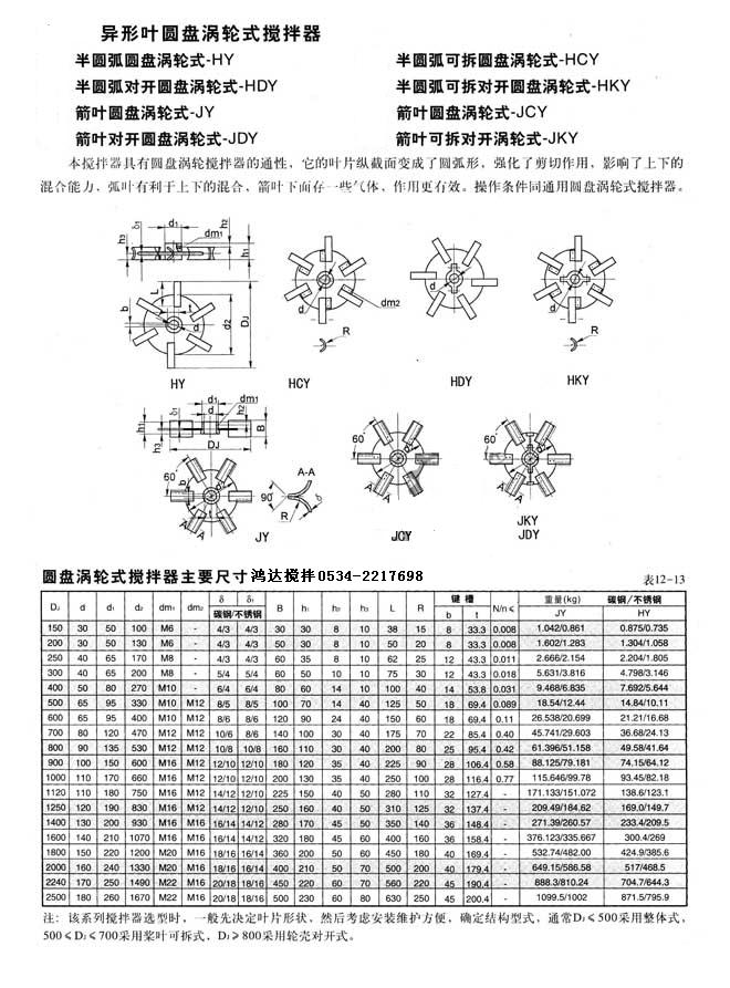 箭叶圆盘蜗轮搅拌器