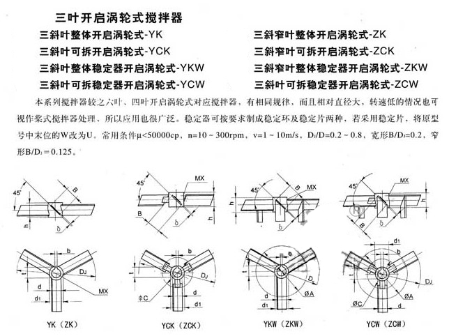 三叶开启涡轮式搅拌器