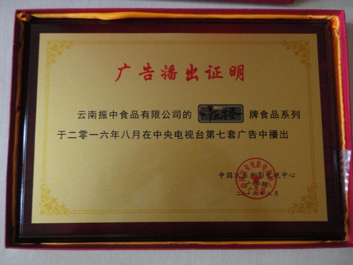 云南十九怪央视广告播出铜牌.JPG