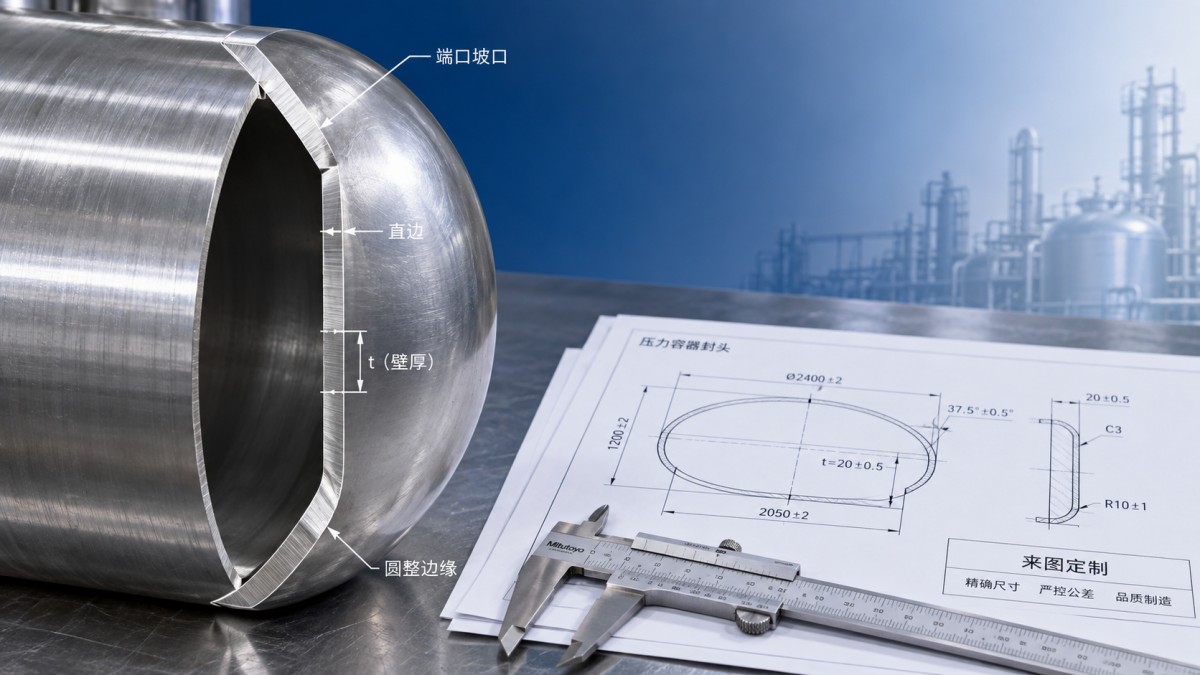 压力容器封头来图定制前,图纸需确认哪些关键尺寸与公差? 压力容器封头来图定制前,图纸需确认哪些关键尺寸与公差?