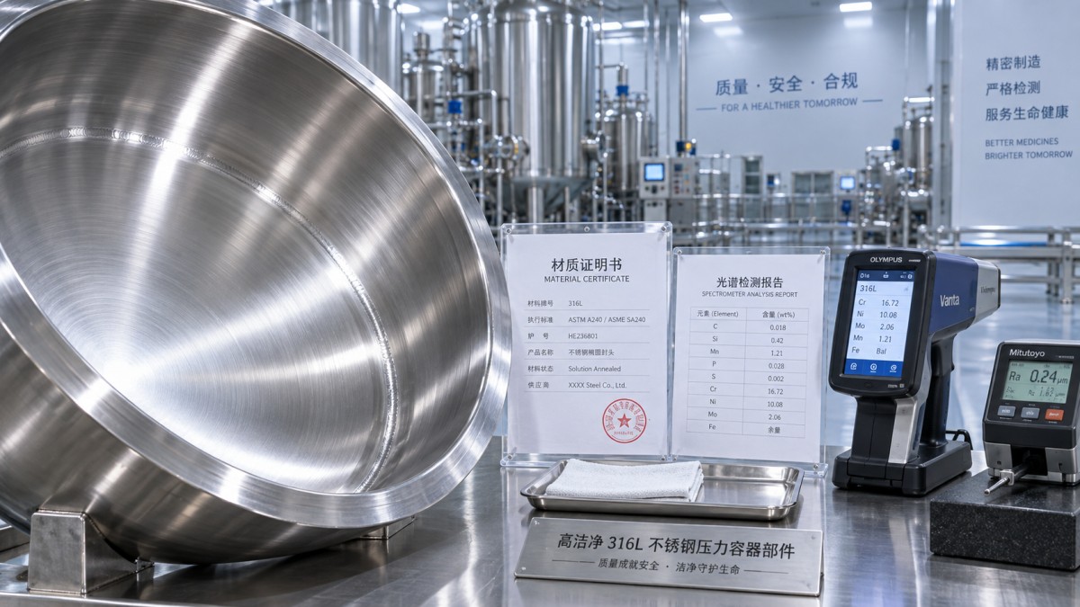 制药设备压力容器封头的材质证明与表面处理如何验收? 制药设备压力容器封头的材质证明与表面处理如何验收?