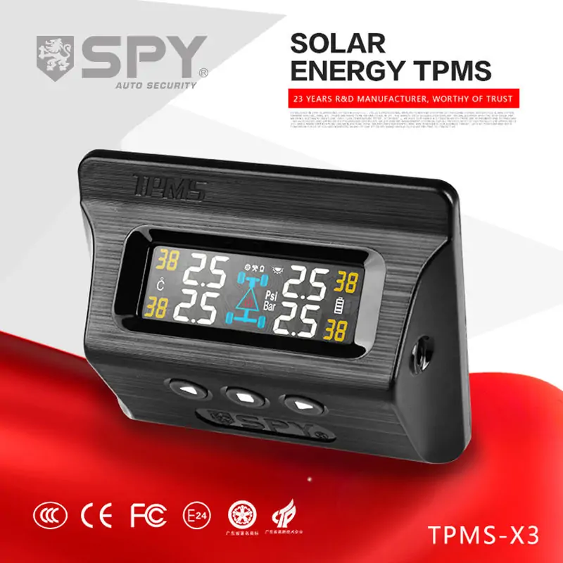 4 Sensor Solar Wireless TPMS Car Tire Tyre Pressure Monitoring System Windshield 