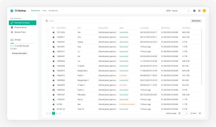 C2 Backup UI