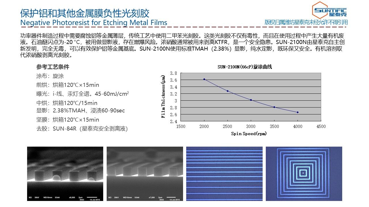 SUN-2100N系列耐酸腐蝕光刻膠