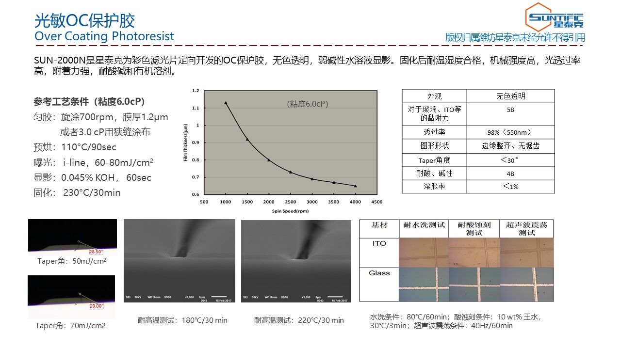 SUN-2000N負(fù)性光刻膠