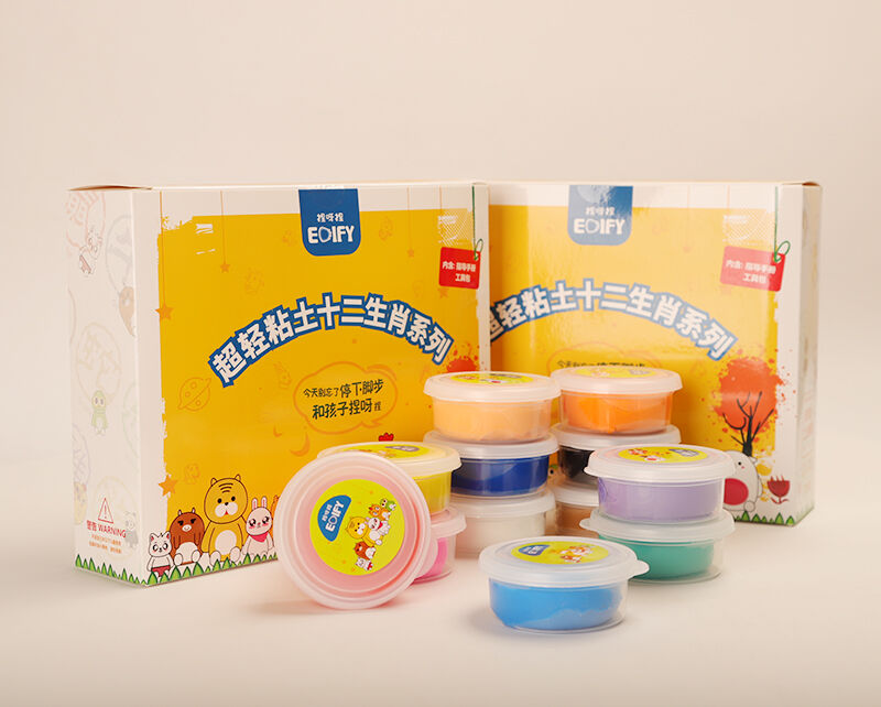 12 colors OEM magic clay modeling clay soft air dry environmental non-toxic super light clay kids toys play dough set