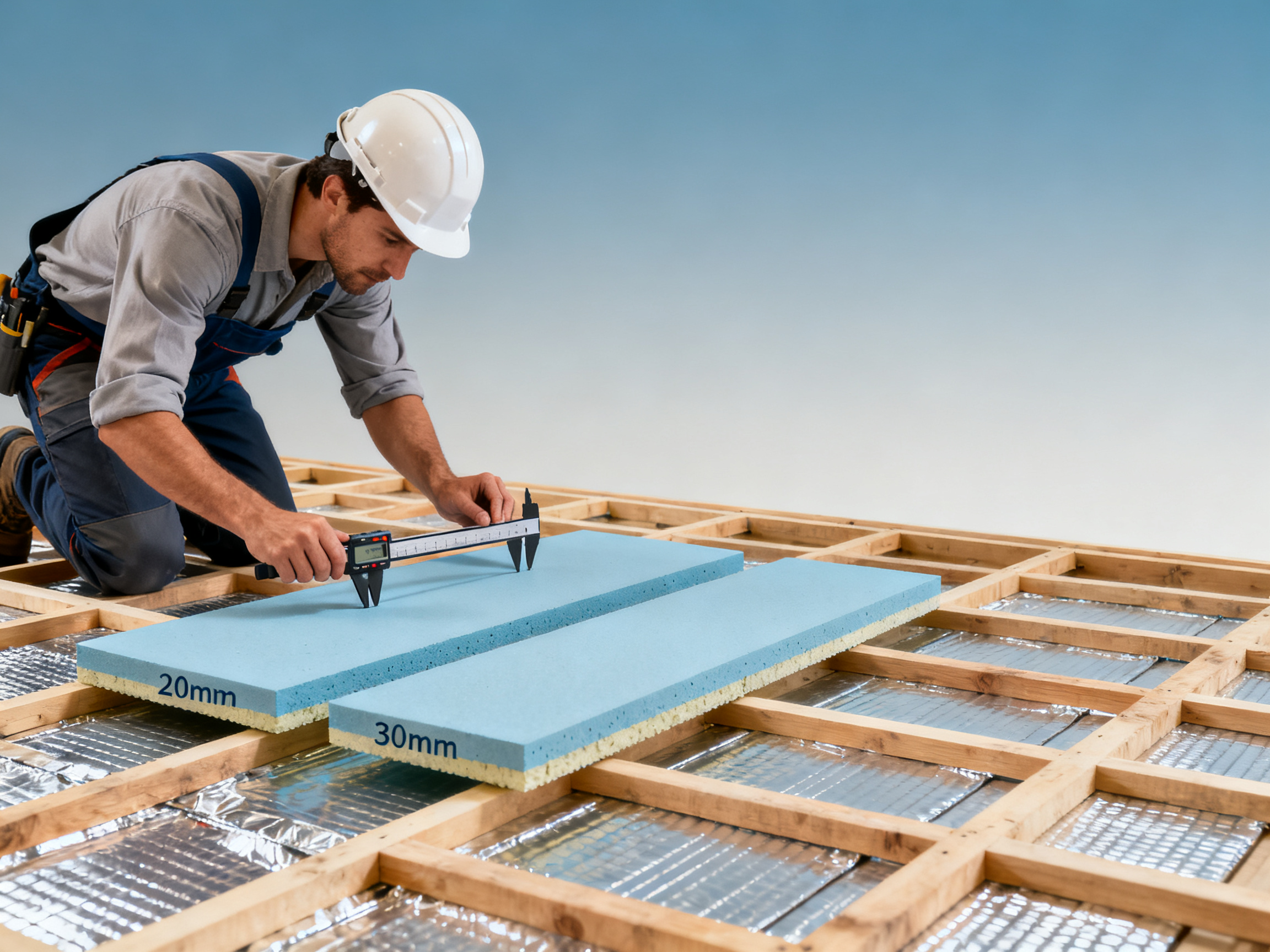 在木龙骨结构上铺XPS挤塑板做干式地暖，厚度选20mm还是30mm更稳妥？涉及地板变形风险与2026年《民用建筑热工设计规范》最小热阻要求