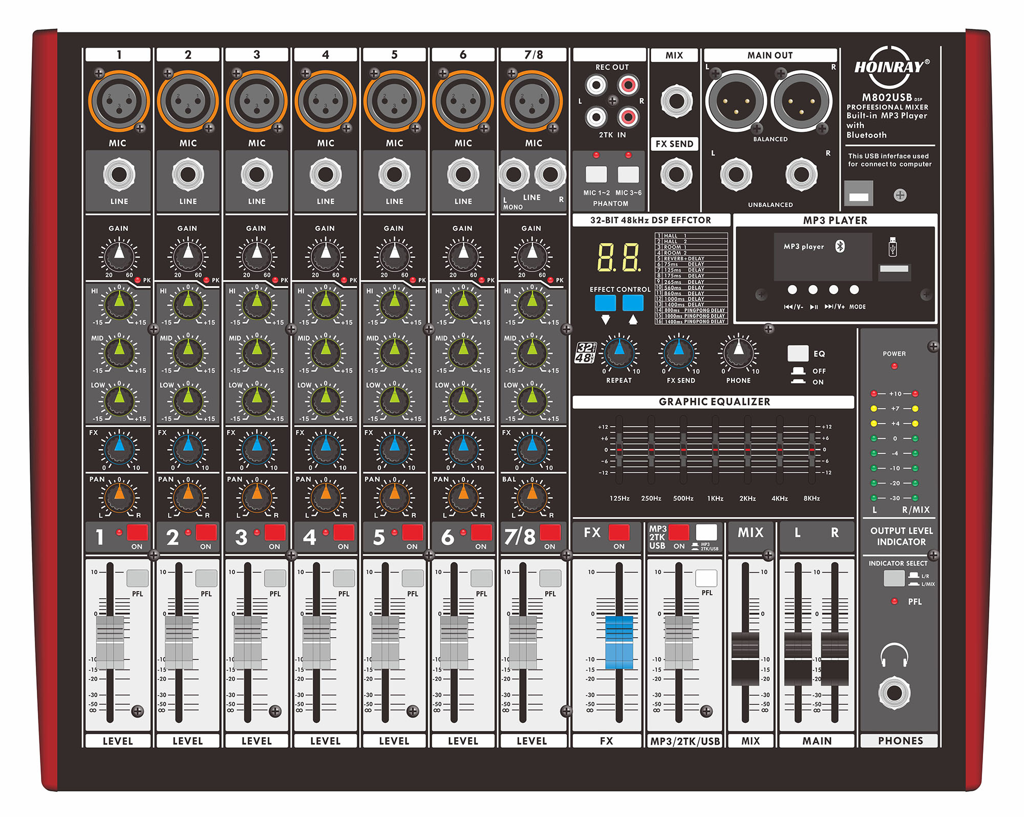 专业调音台M802USB