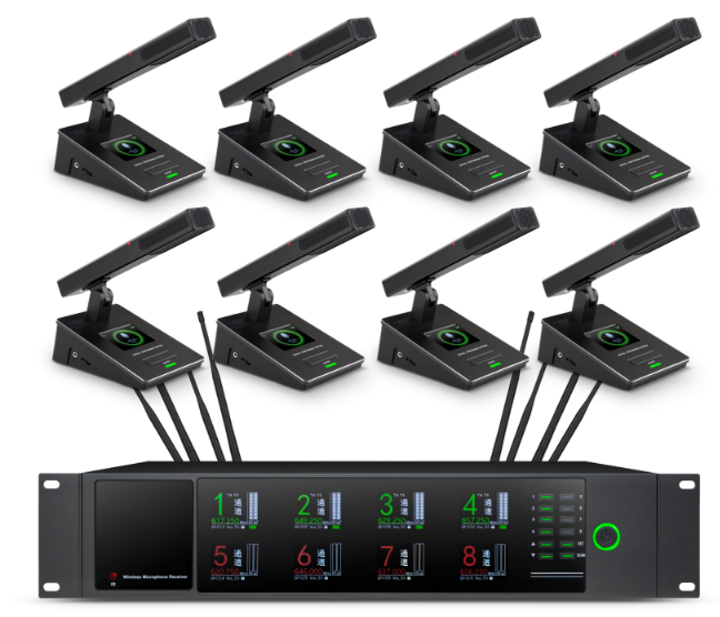 一拖八真分集无线会议话筒BK-9738（智能可始化插卡式）