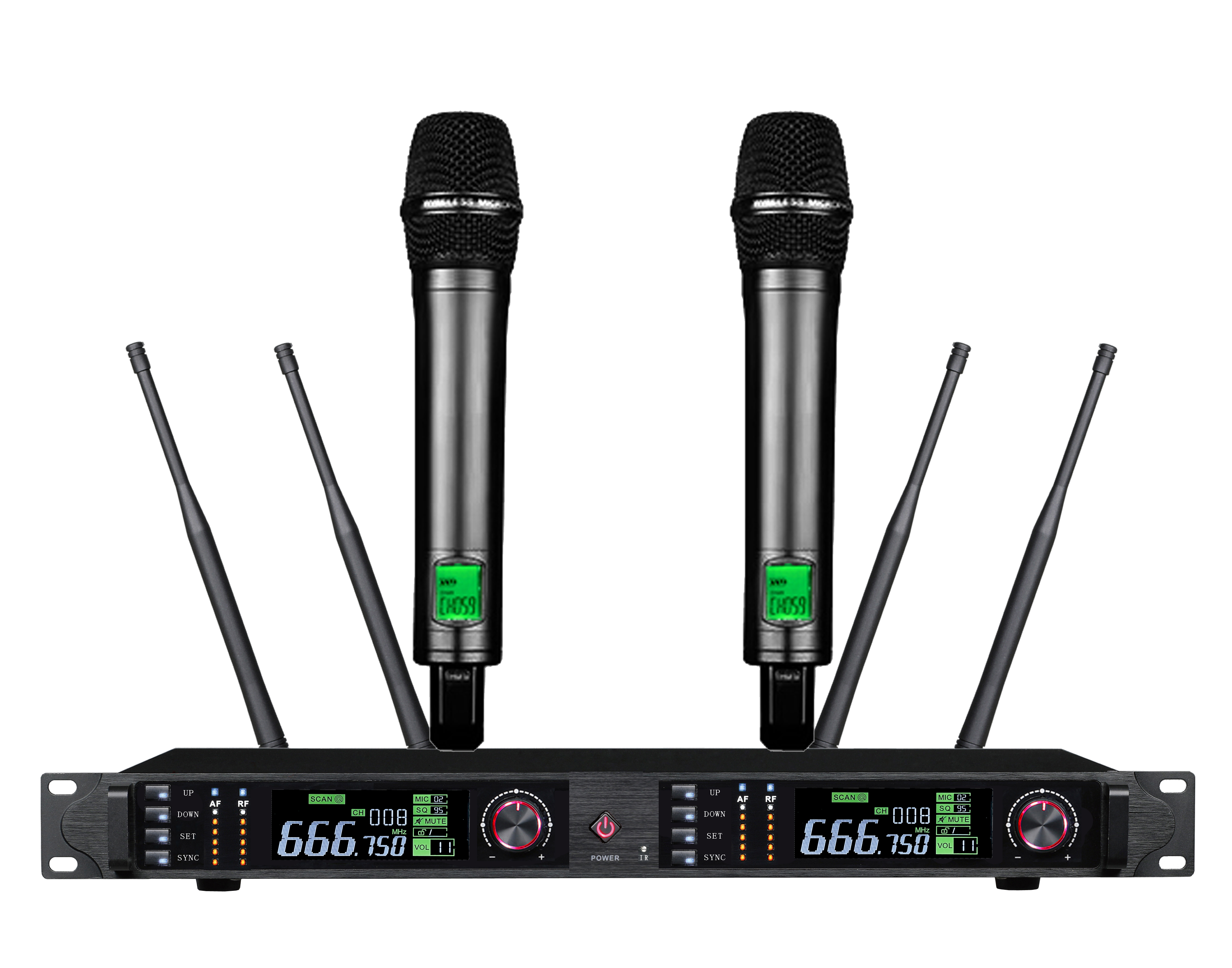 一拖二真分集无线手持话筒U-9980