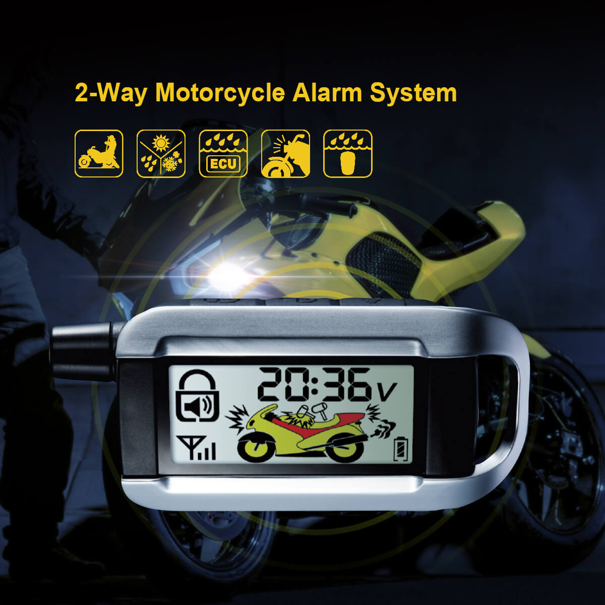 バイクセキュリティ.STEELMATE　2-way steelmate 886XO バイク用 新型 2-WAY セキュリティー（エンジン
