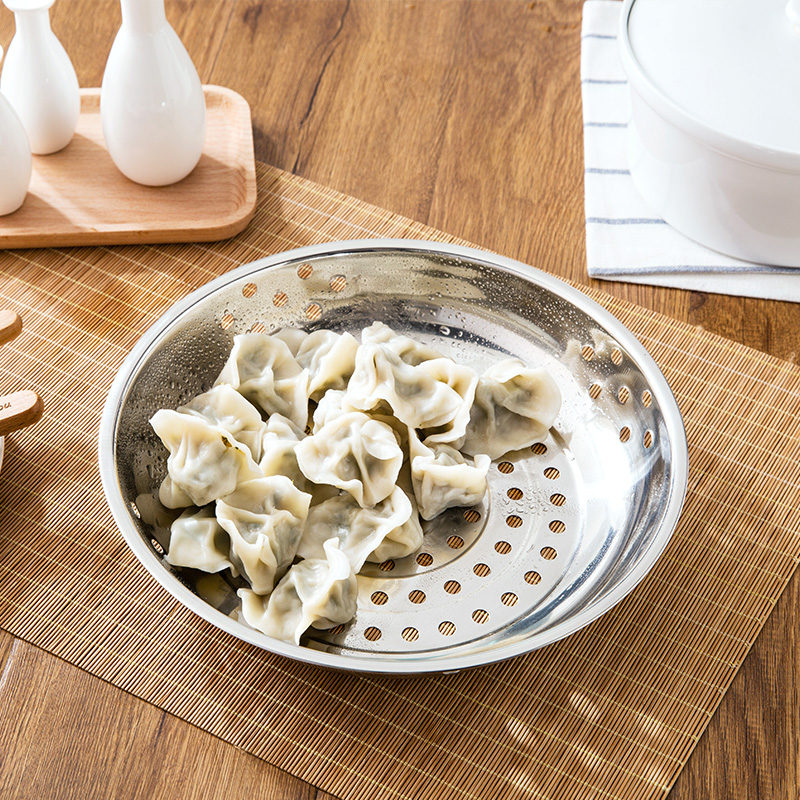 厂家供应 不锈钢无磁蒸盘 厨房多规格多用蒸盘圆形冲孔加厚蒸饺盘