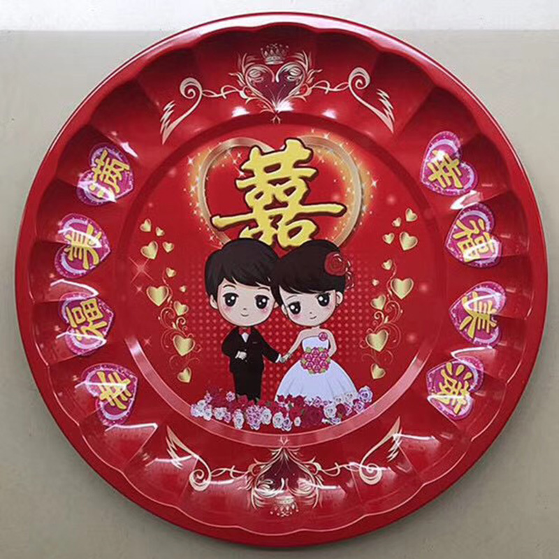 厂家批发喜庆盘 婚庆脸盘 喜庆盘大红盘 婚庆脸盘圆盘 多规格款式