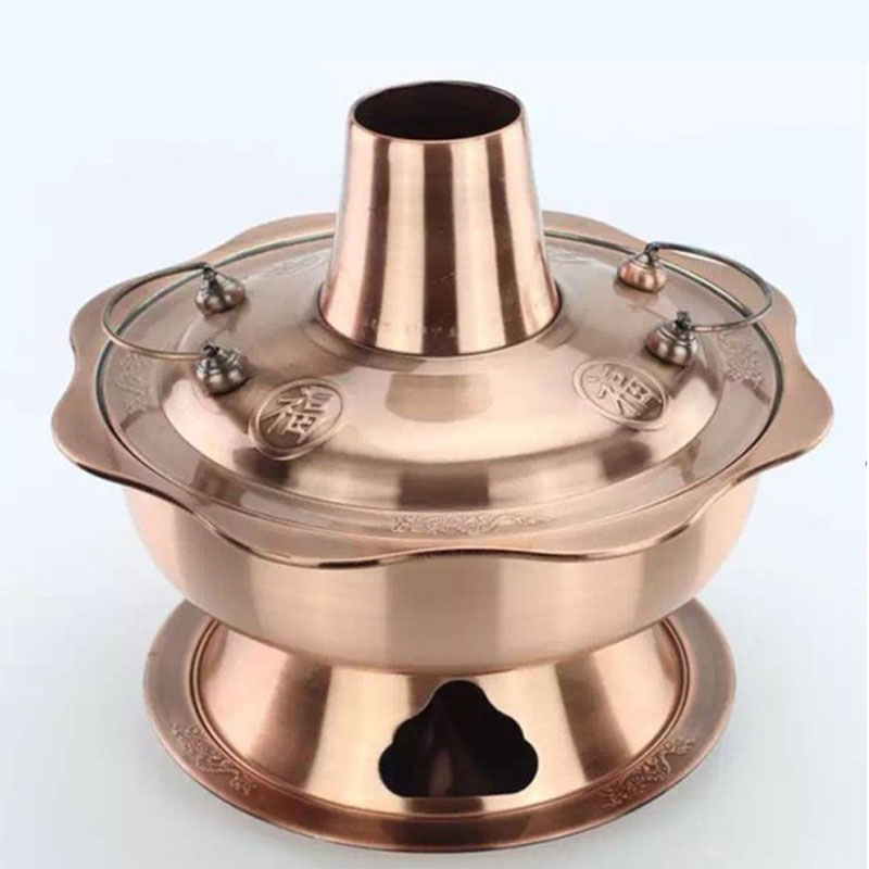 厂家供应 不锈钢新款太阳木炭火锅 老北京涮肉锅团圆火锅 边炉锅