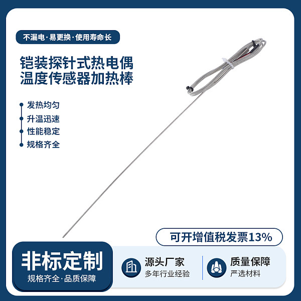 铠装探针式热电偶温度传感器加热棒