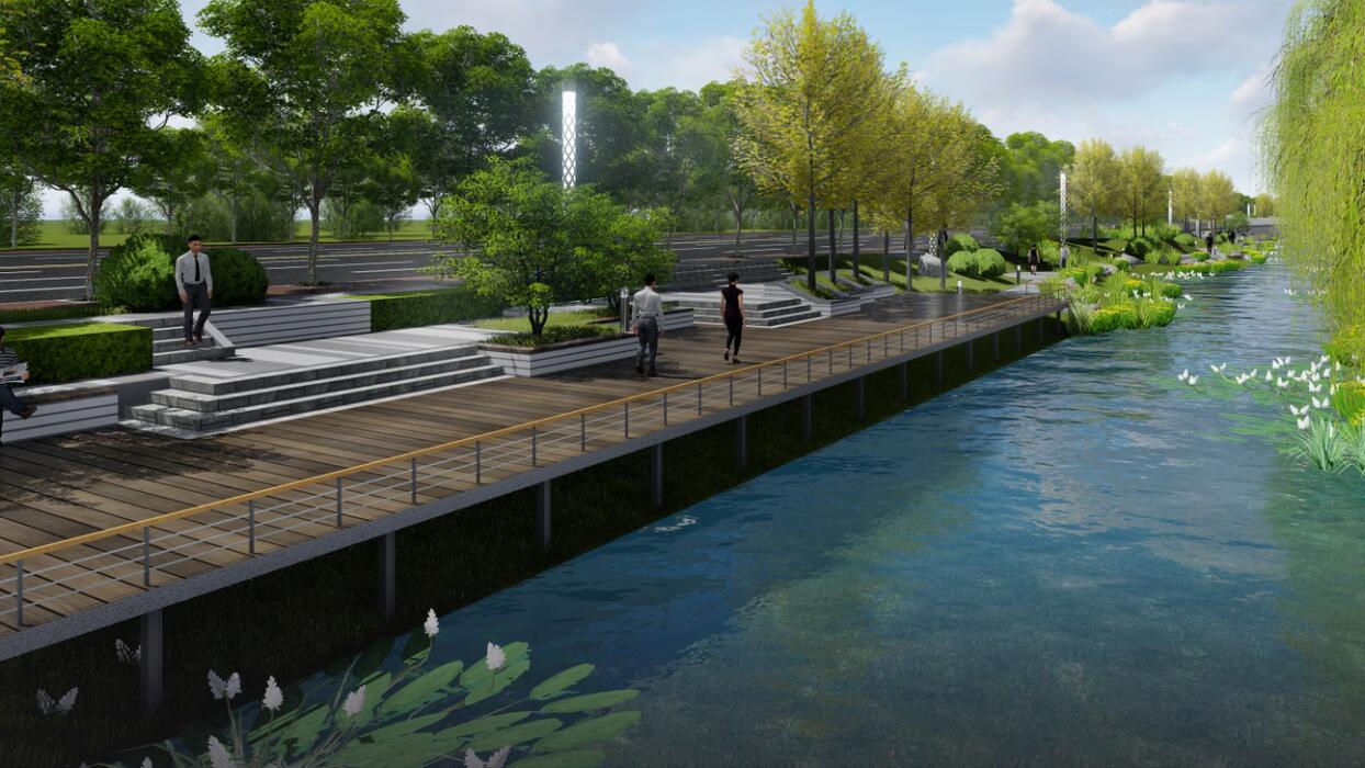 博兴一中新校区景观河