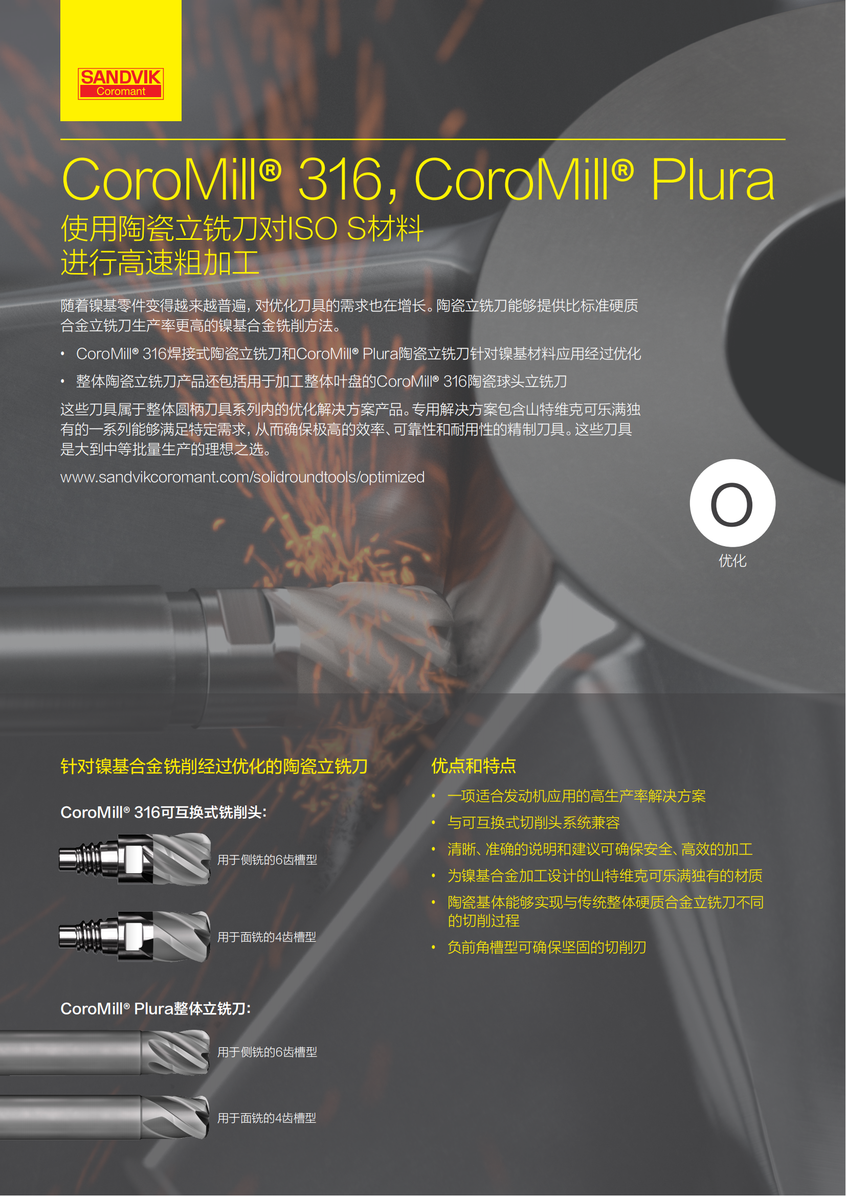 山特维克 c-1040-231    CoroMill-316  CoroMill-Plura使用陶瓷立铣刀对ISO S材料进行高速粗加工
