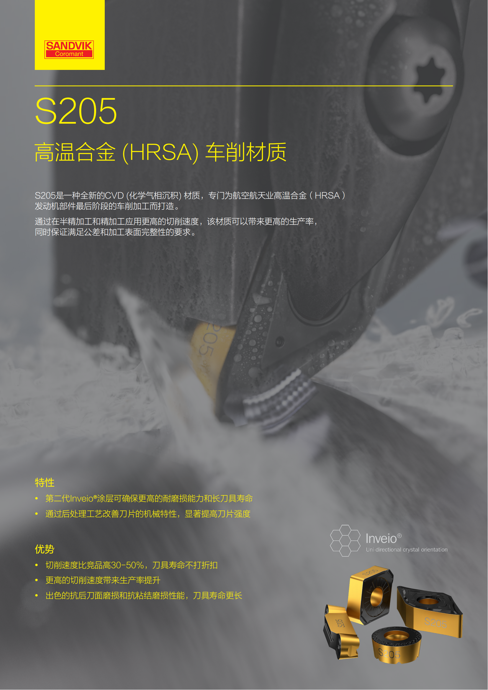 山特维克 c-1040-294-zh-cn    S205高温合金（HRSA）车削材质