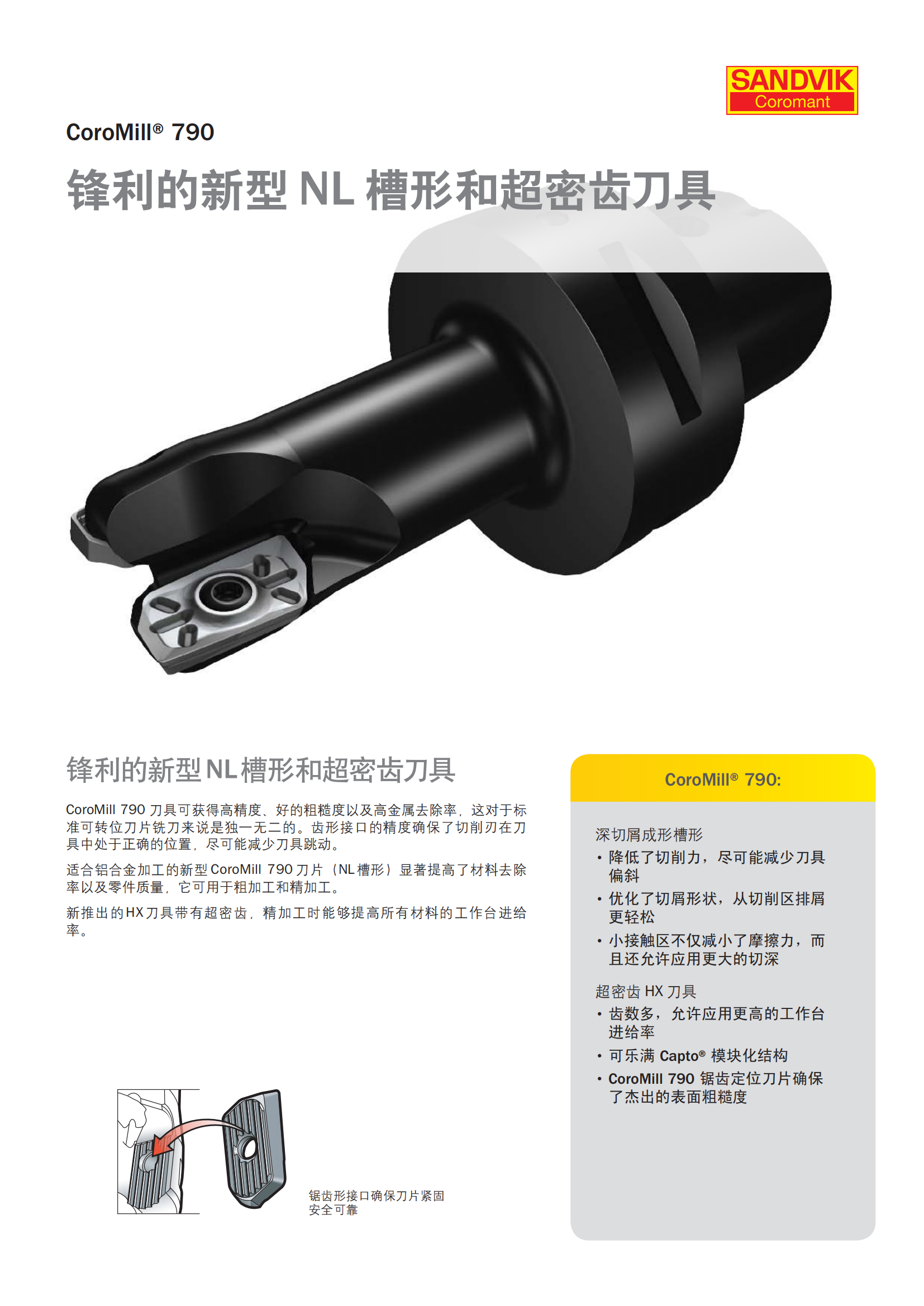 山特维克 锋利的新型NL槽形和超密齿刀具