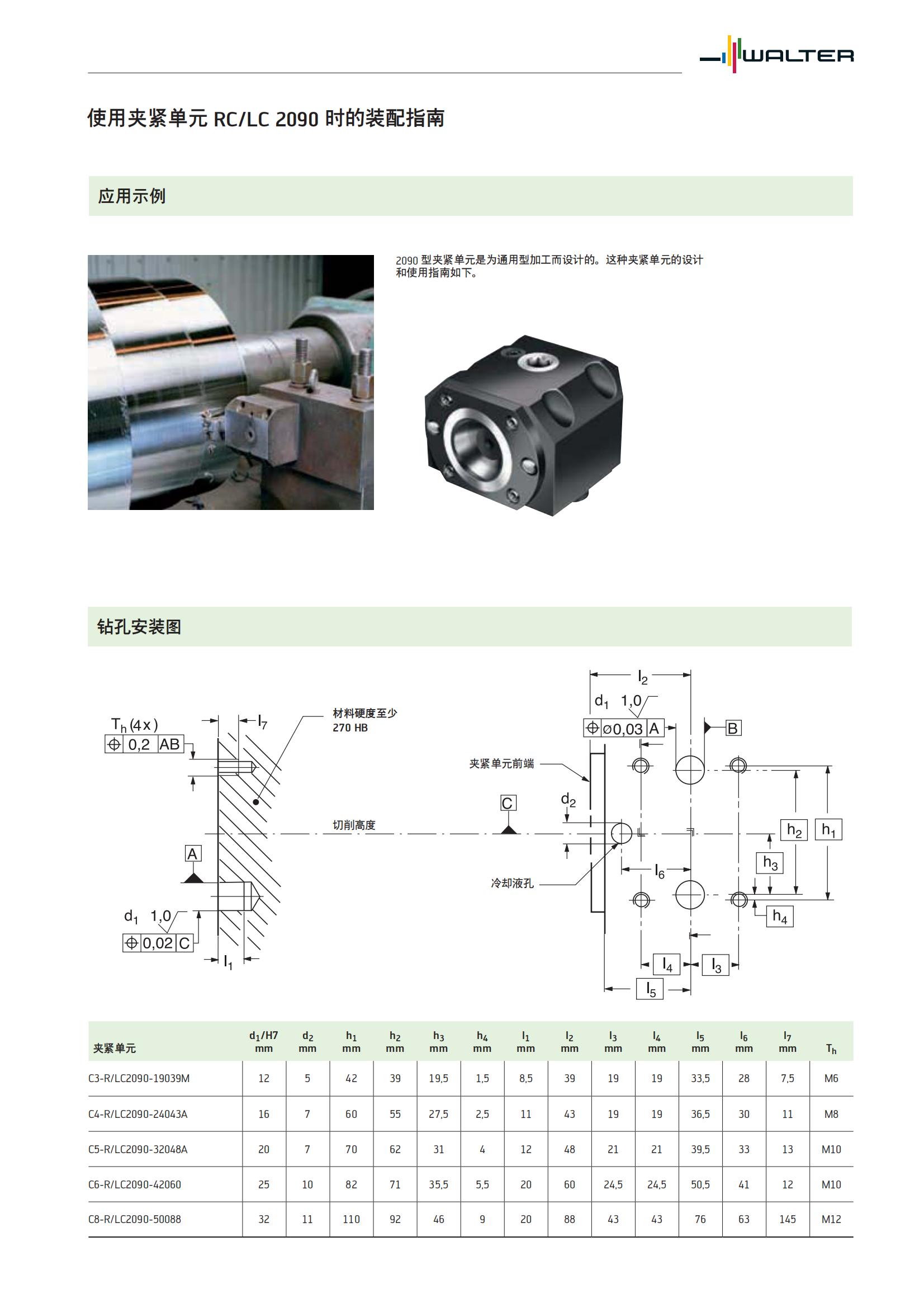 瓦尔特 使用夹紧单元 RC/LC 2090 时的装配指南