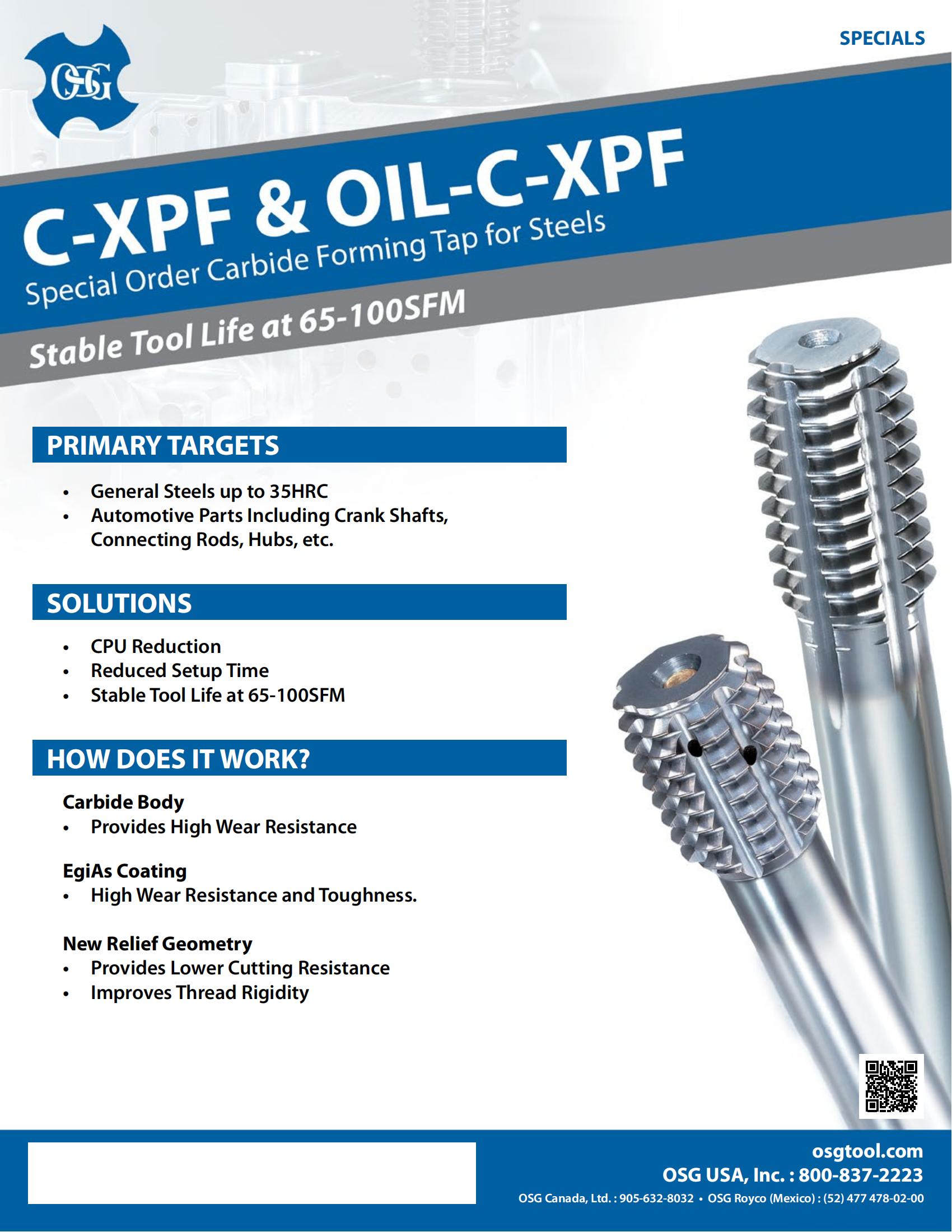 OSG - Literature - Distributor Sell Sheets - C-XPF (Special) - IA