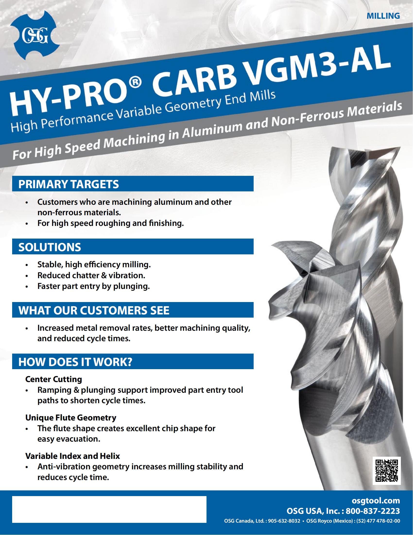 OSG - Product Flyer - Distributor Sell Sheets - HY-PRO CARB VGM3-AL - IA