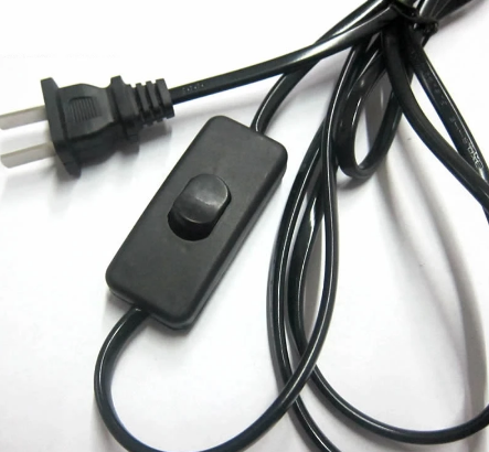 开关线电缆 1.8m 开关电源线用于带开关的 LED 灯 EU 插头灯开关白色延长线