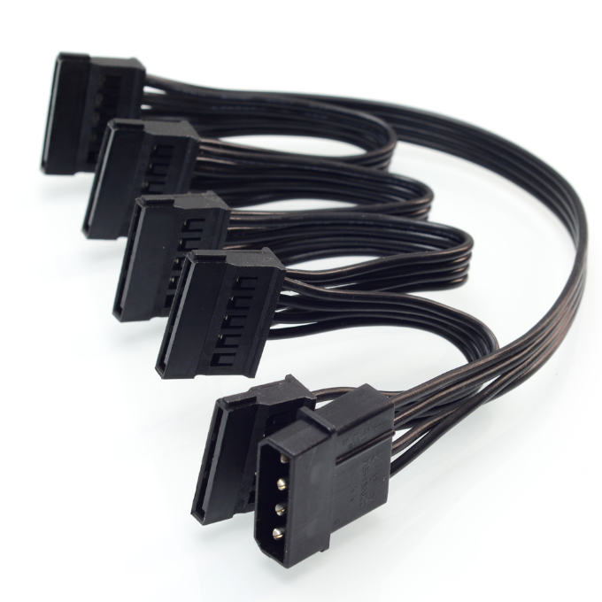 4 针 IDE Molex 至 5 端口 15 针 SATA 电源线组件 Cord Lead 18AWG 电线