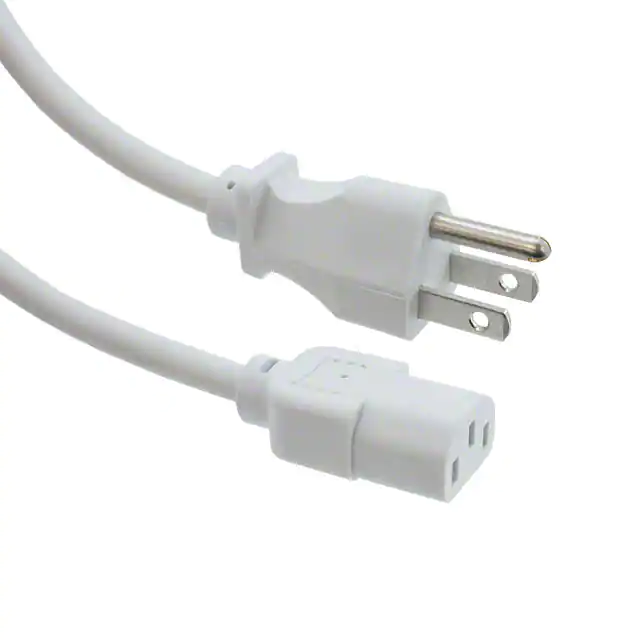 电源线白色 NEMA 5-15p 到 IEC 320-c13 SJT 公针（刀片）到插座（槽）