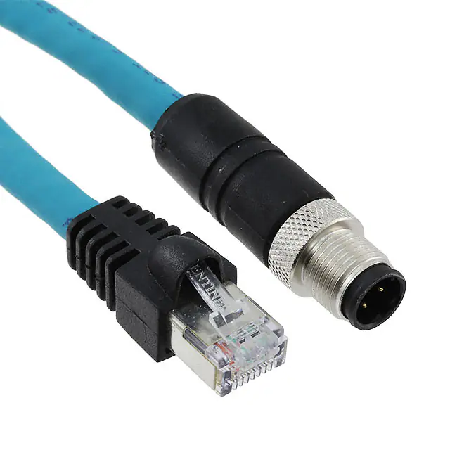 M12 公头转 RJ45 公头 4 针 24 AWG TPE 电缆双端线组