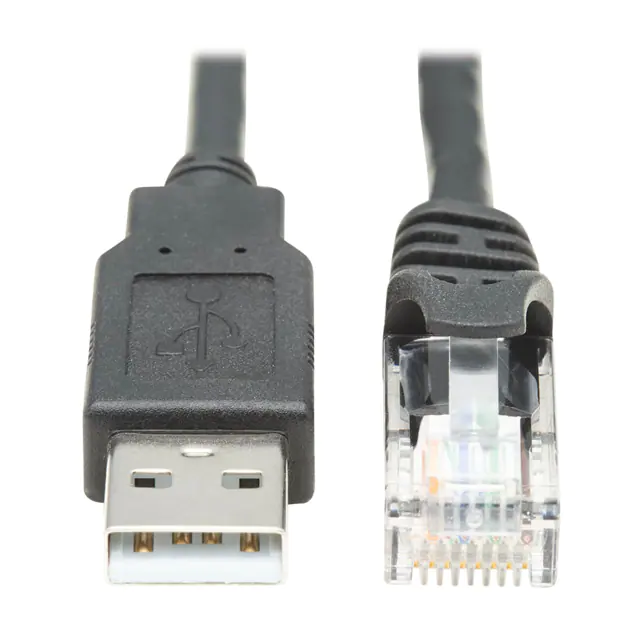 USB-A 转 RJ45 翻转控制台电缆组件 250 Kbps 6 英尺黑色