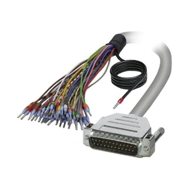 D-Sub 电缆组件 DB25 灰色，单股（圆形） 6.56'（2.00m） 插头，公引脚 至 单条导线引线 屏蔽 多样化选择 锐诚达