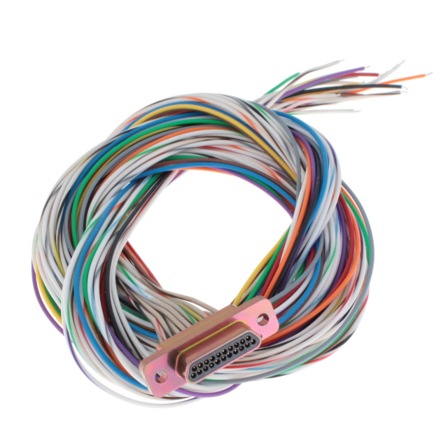 D-Sub 电缆组件 D 型，微型 D 多股，单股 3.00'（914.40mm） 插座，公形引脚 至 单条导线引线 多样化选择 锐诚达