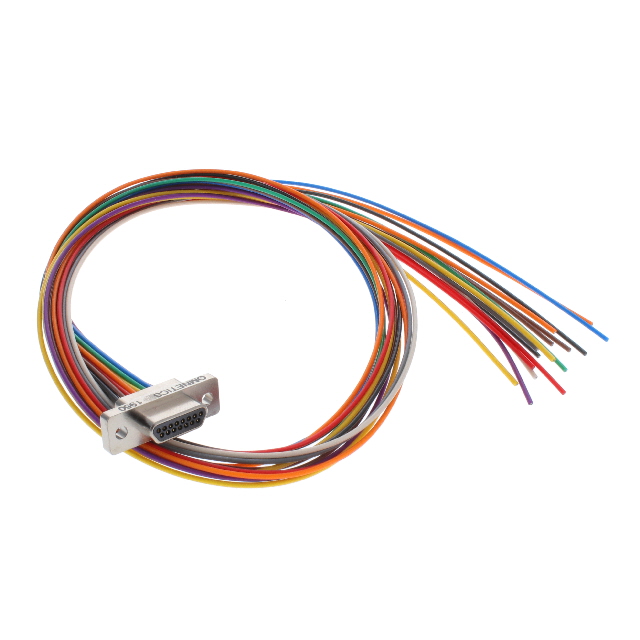 D-Sub 电缆组件 D 型，微型 D 多股，带状 1.50'（457.20mm） 插头，公引脚 至 单条导线引线 无屏蔽 多样化选择 锐诚达