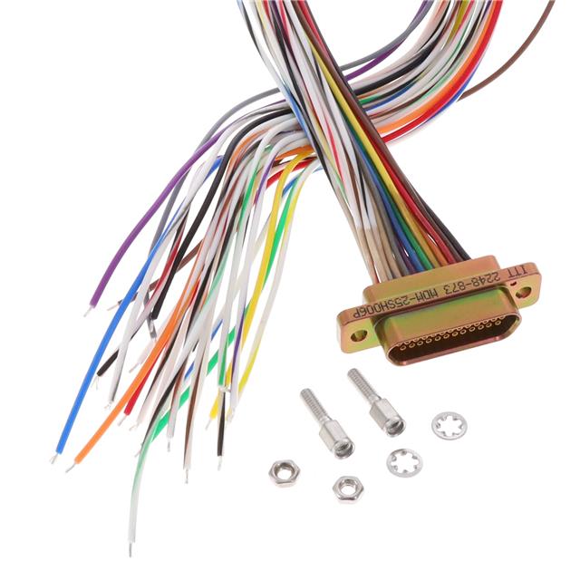 D-Sub 电缆组件 D 型，微型 D 多股，单股 3.00'（914.40mm） 插座，公形引脚 至 单条导线引线  多样化选择 锐诚达