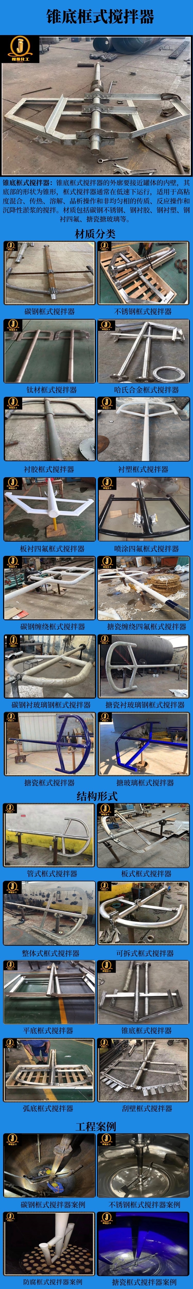网站锥底框式搅拌器