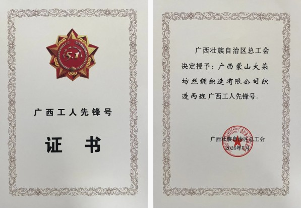 广西工人先锋号荣誉证书