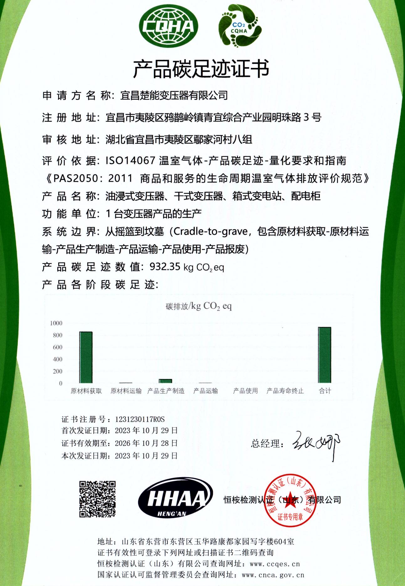 绿色工厂认证证书