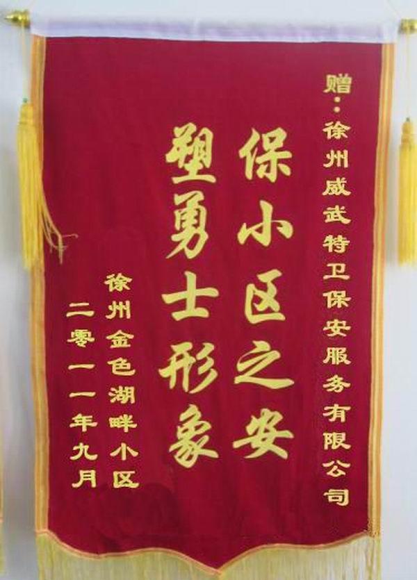 塑勇士形象保小区之家锦旗