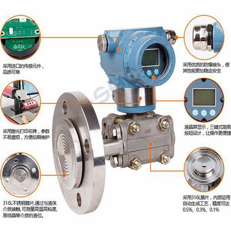 国产电容式压力变送器BST6800-WD法兰安装数显变送器智能差压变送器