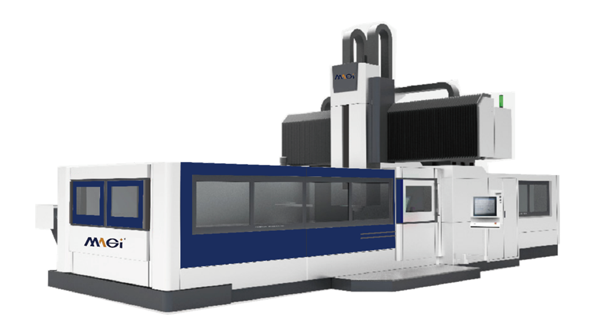 MGM系列为动台系列数控龙门镗铣加工中心，凭借其出色的机械性能、优化的电气参数可靠的功能部件，实现低速时大扭矩、高速时恒功率、动态响应快、定位精度高的特点。适用于钛合金加工、铝合金加工、精密模具加工及传统的通用加工领域，为用户提供高效、高生产力的加工解决方案。