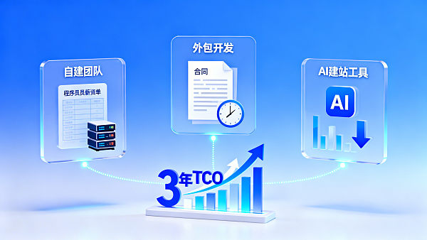 AI建站费用对比：自建团队 vs 外包开发 vs AI建站工具，3年TCO测算结果惊人