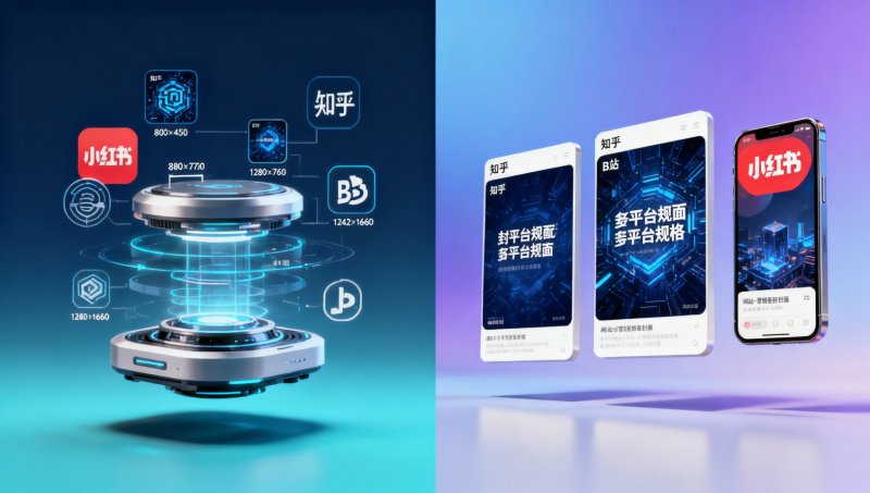 多平台分发解决方案宣称‘一键同步’，但知乎和B站的封面尺寸规范完全不同