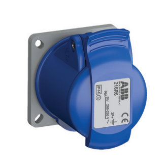 Socket outlet for panel mounting with minimized straight flange, IP44