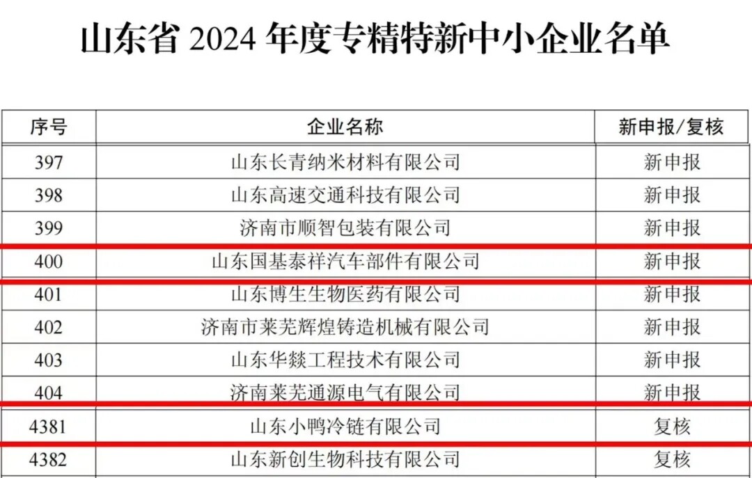 喜报 | 小鸭新增两家2024年度专精特新中小企业！