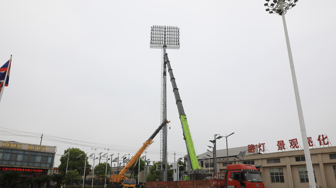 50m high pole light installation