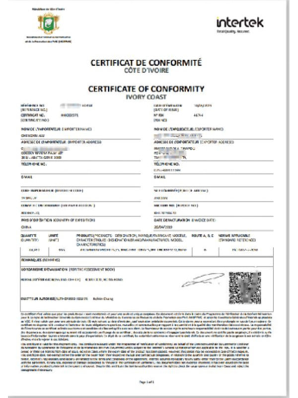 Cote d'Ivoire VOC certification