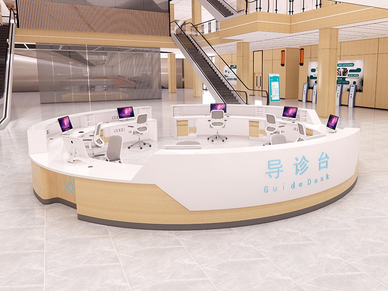 三甲医院 门诊楼 圆形导医台 分诊台 服务台 广东专业的医院家具定制生产厂家
