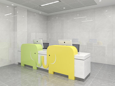 儿童医院的童趣大象导医台和护士站-温暖守护小天使